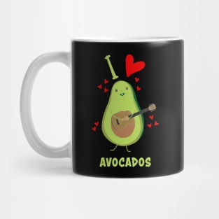 I Love Avocados With Hearts Avocado Playing Guitar Funny Mug